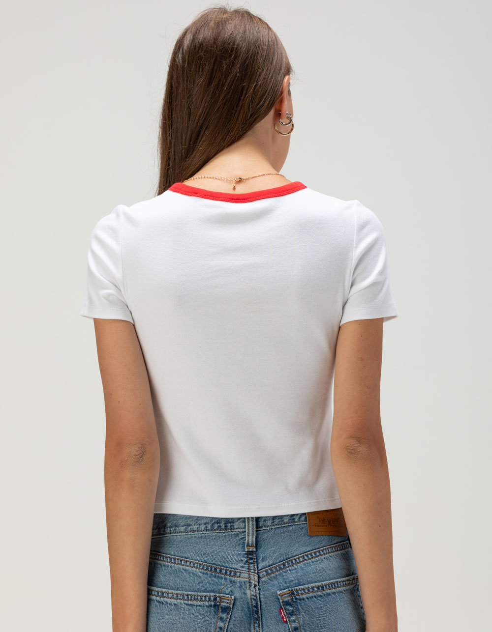 LEVI'S Love Womens Crop Ringer Tee - WHITE