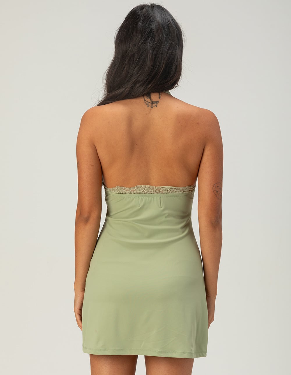 NECTAR CLOTHING Womens Halter Mini Dress - SAGE