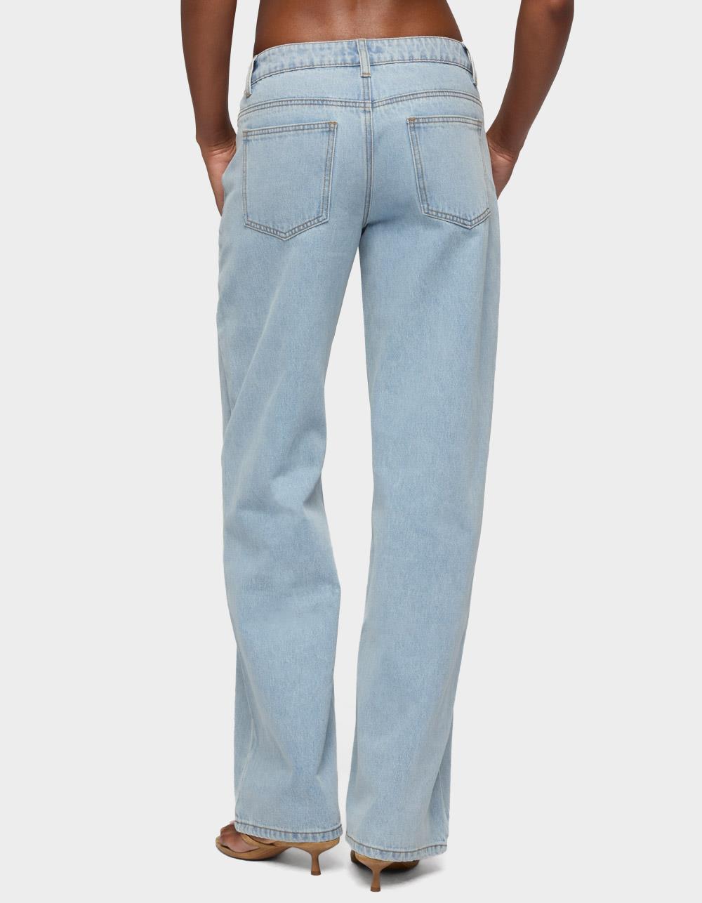 EDIKTED Tall Raelynn Washed Low Rise Baggy Jeans - LIGHT BLUE