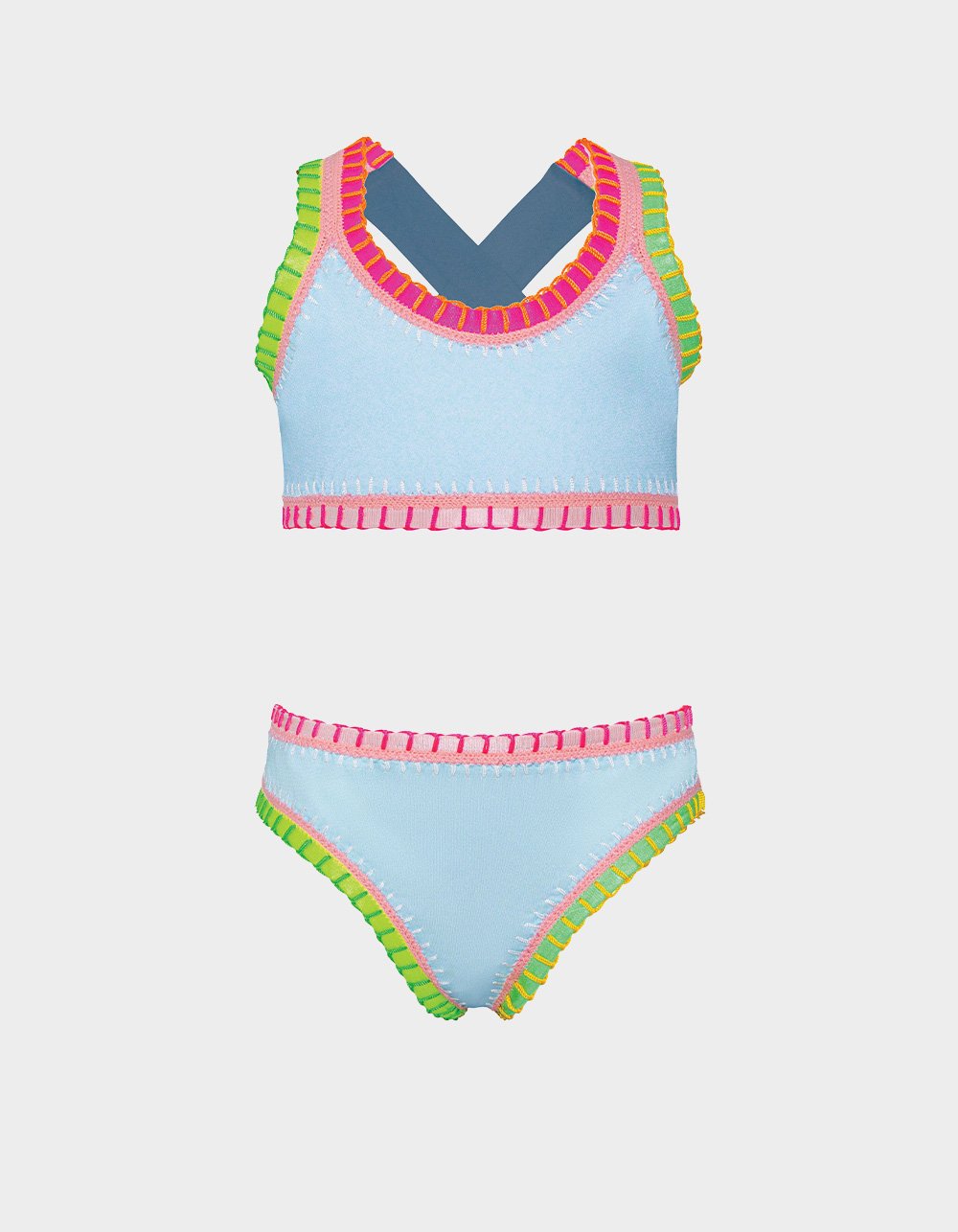 PQ SWIM Sporty Rainbow Embroidered Girls Bikini Set