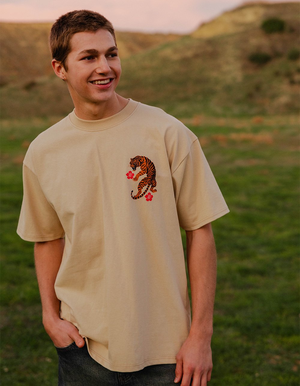 IKIGAI Tiger Mens Tee - SAND