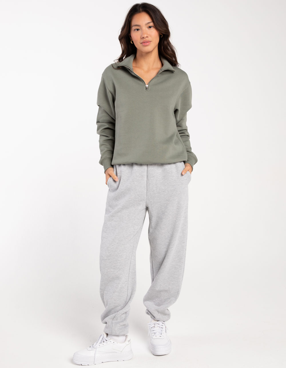 TILLYS Quarter Zip Womens Sweatshirt - OLIVE | Tillys
