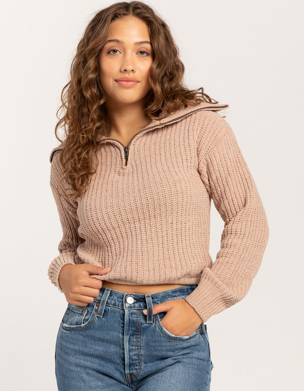 POOF Drop Sleeve Oversized Collar Womens Sweater - BROWN | Tillys