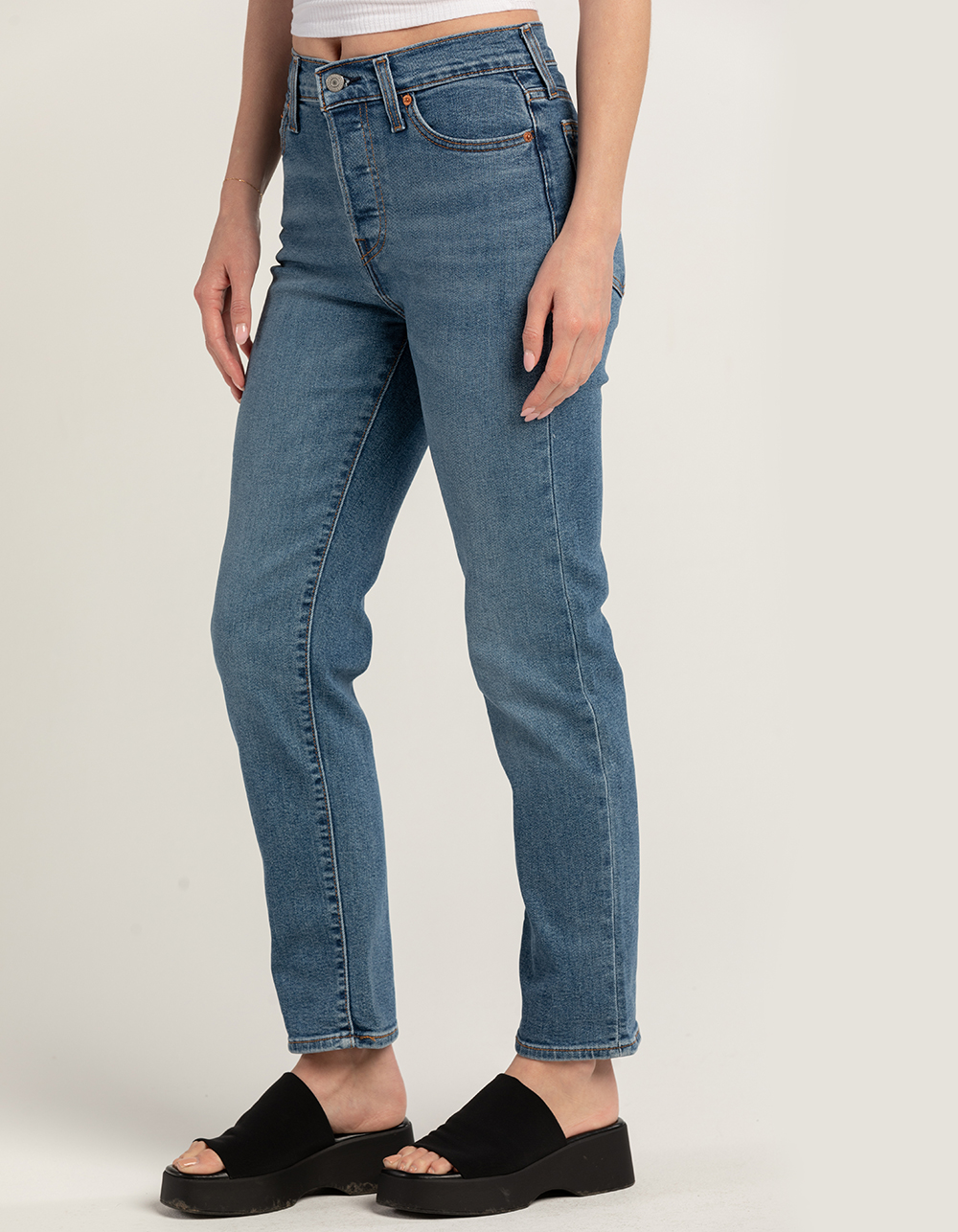 LEVI'S Wedgie Straight Womens Jeans - Summer Love In The Mist - MED BLAST