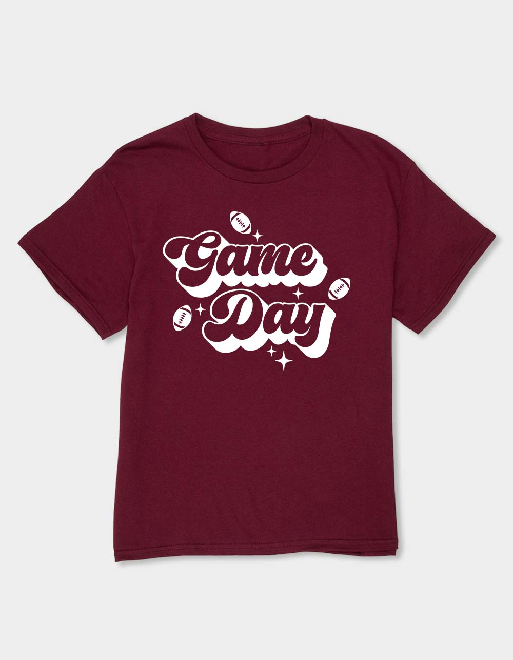 FOOTBALL Game Day Bold Sparkle Unisex Kids Tee - MAROON