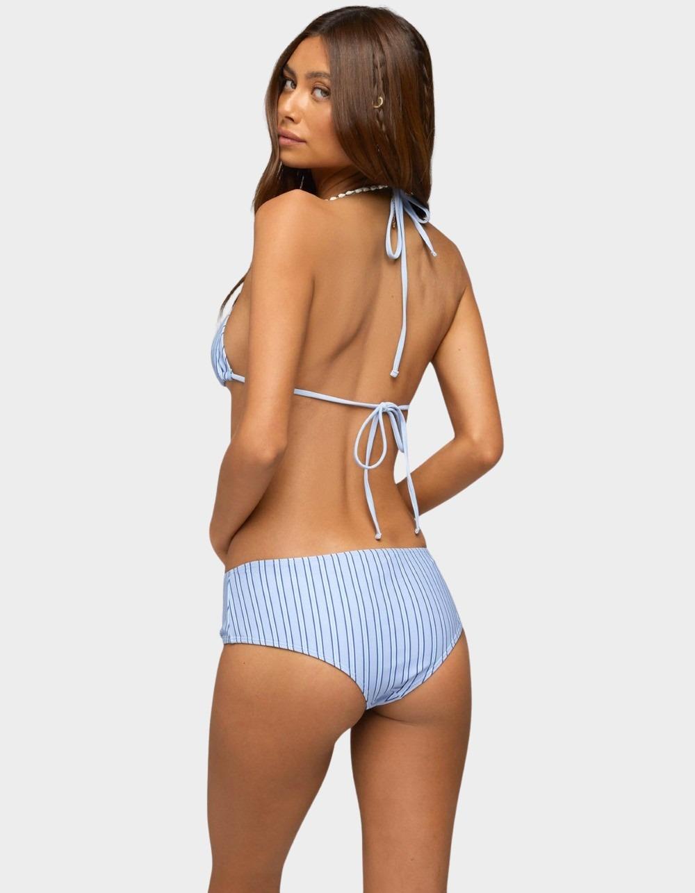 EDIKTED Blonca Striped Triangle Bikini Top - LIGHT BLUE