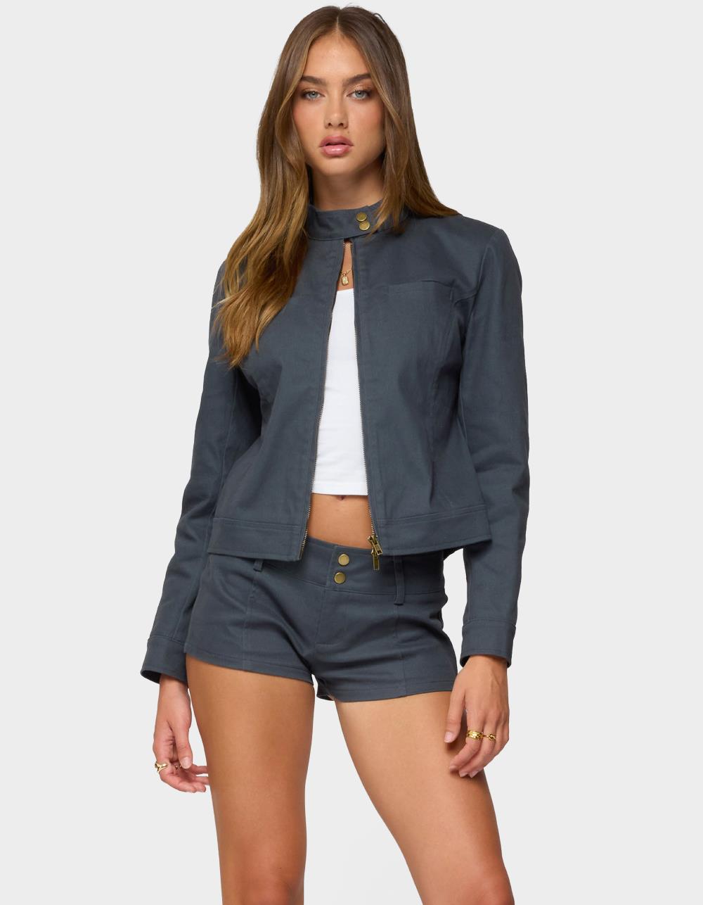 EDIKTED Kayra Moto Jacket - GRAY