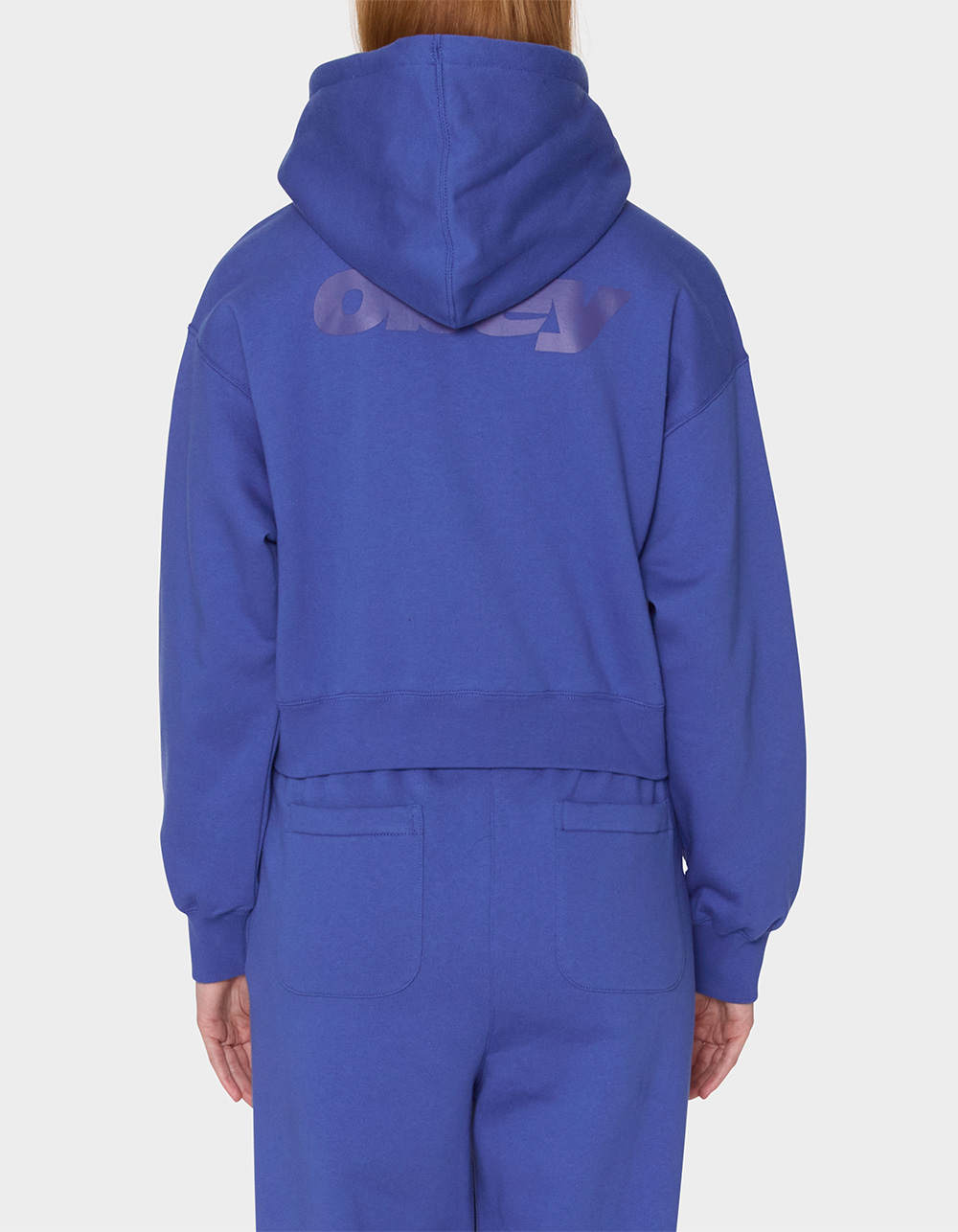 OBEY League Cropped Womens Zip Hoodie - MEDIUM BLUE
