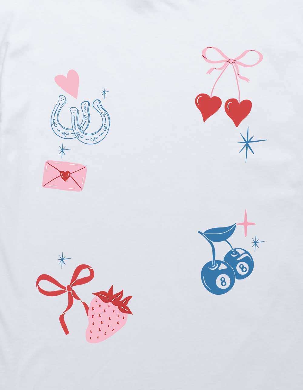 BOW Heart Sparkle Collage Unisex Kids Tee - WHITE