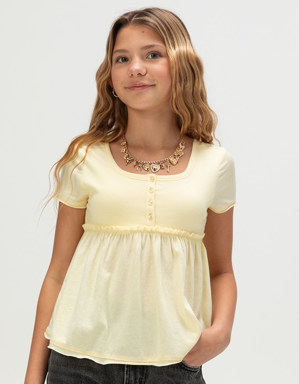 RSQ Girls Babydoll Top - YELLOW