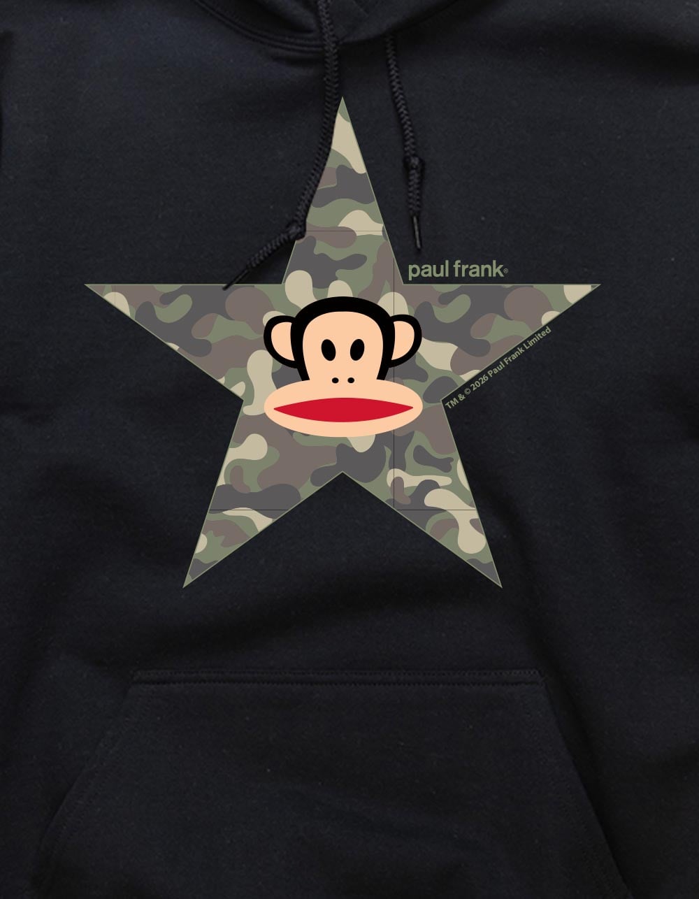 PAUL FRANK Camo Star Julius Unisex Hoodie - BLACK