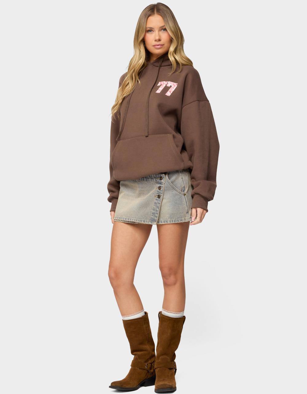 EDIKTED Leopard 77 Oversized Hoodie - BROWN