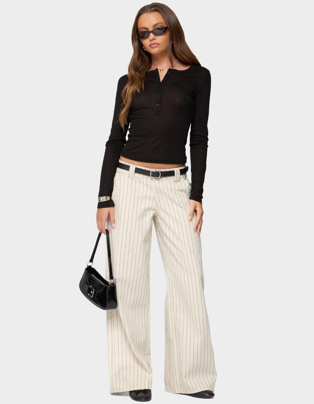 EDIKTED Cory Striped Low Rise Jeans