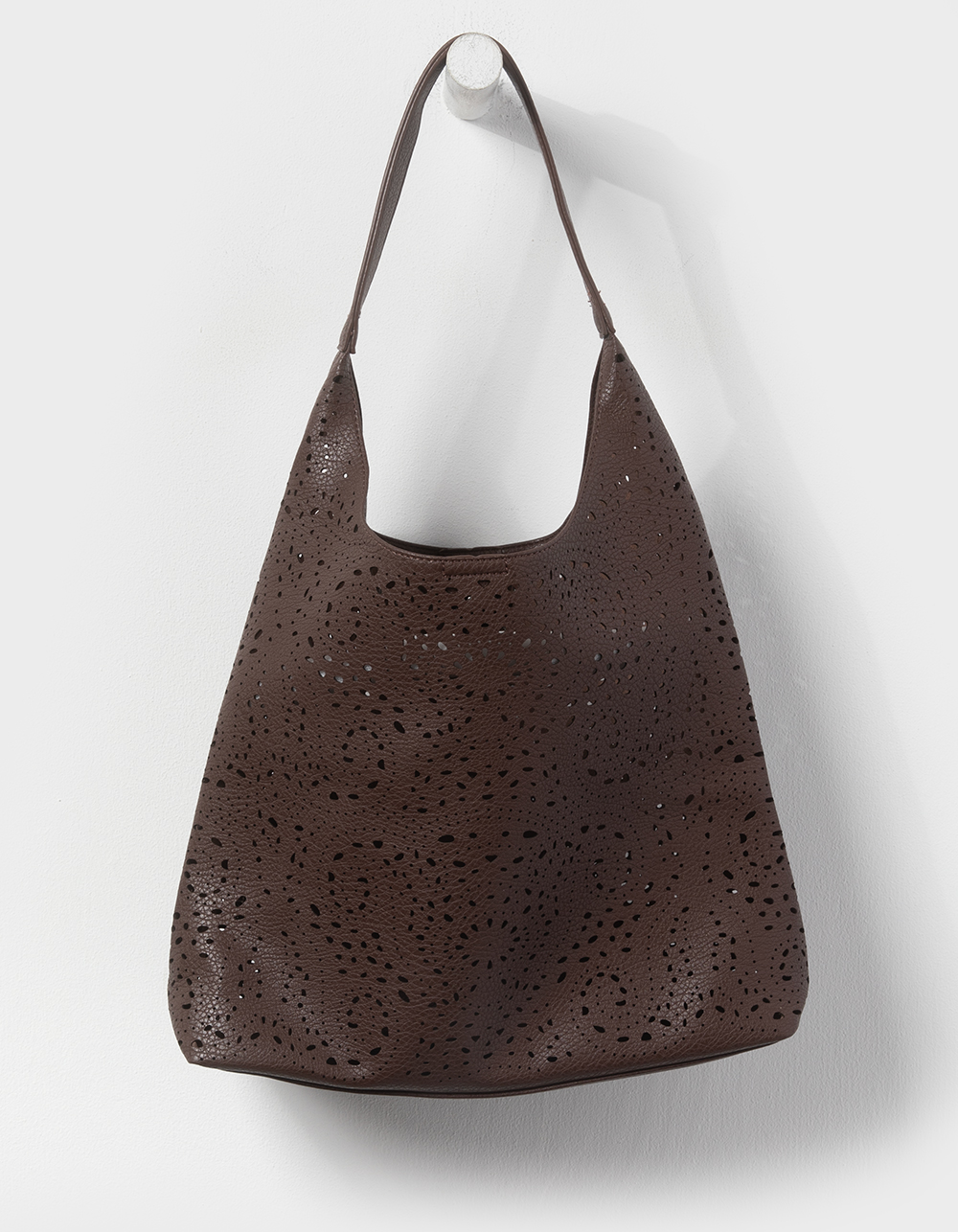 Laser Cut Slouchy Bag - BROWN