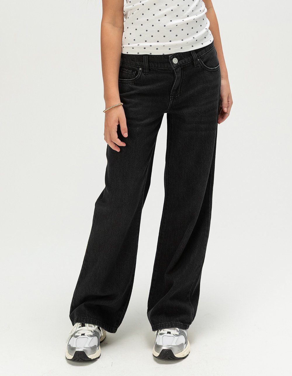 RSQ Girls Low Rise Wide Leg Jeans - WASHED BLACK