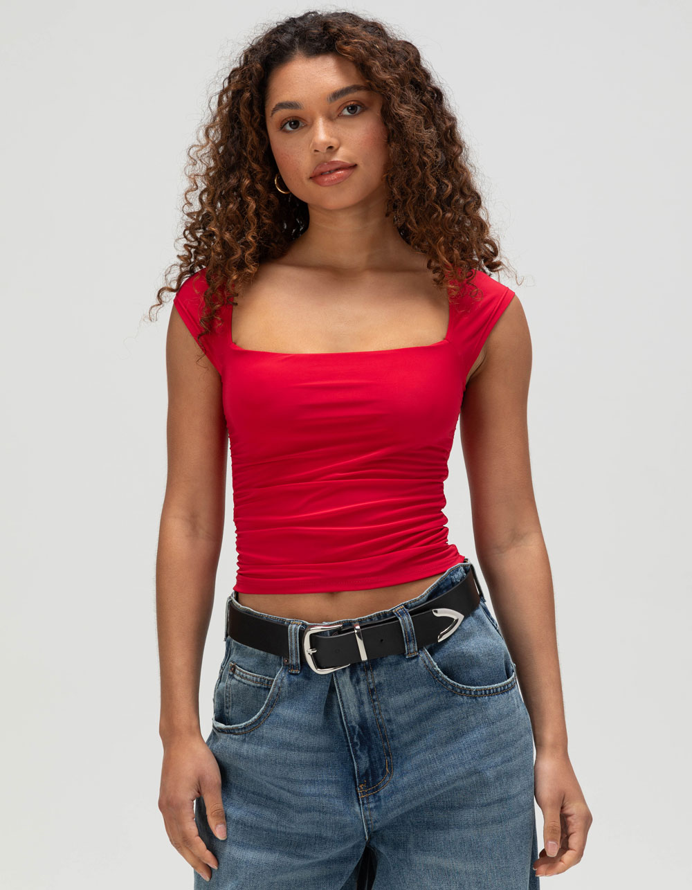 TILLYS Butter Soft Double Layer Womens Sleeveless Top - RED