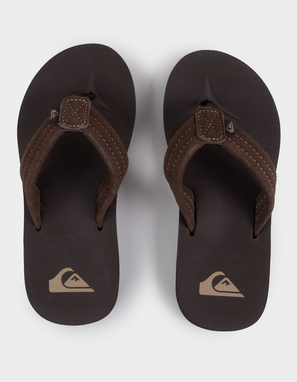 QUIKSILVER Carver Suede Core Boys Flip Flops - DARK BROWN
