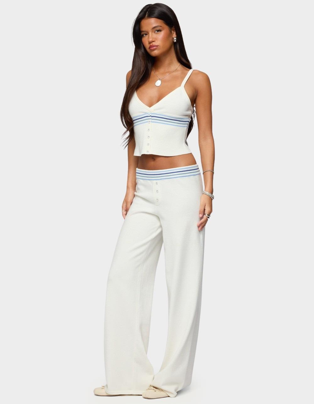EDIKTED Miya Stripey Ribbed Knit Tank Top - WHITE