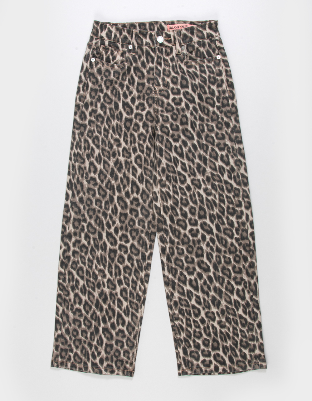 BLANK NYC Roaring Star Girls LEOPARD Print Wide Leg Jeans