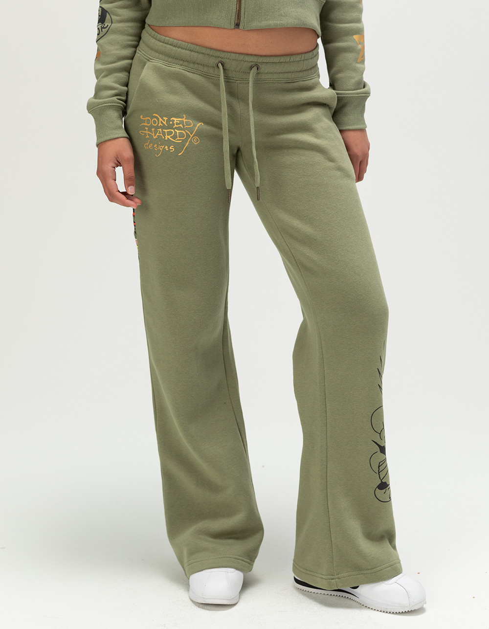 ED HARDY Cobra Flame Womens Sweatpants - OLIVE