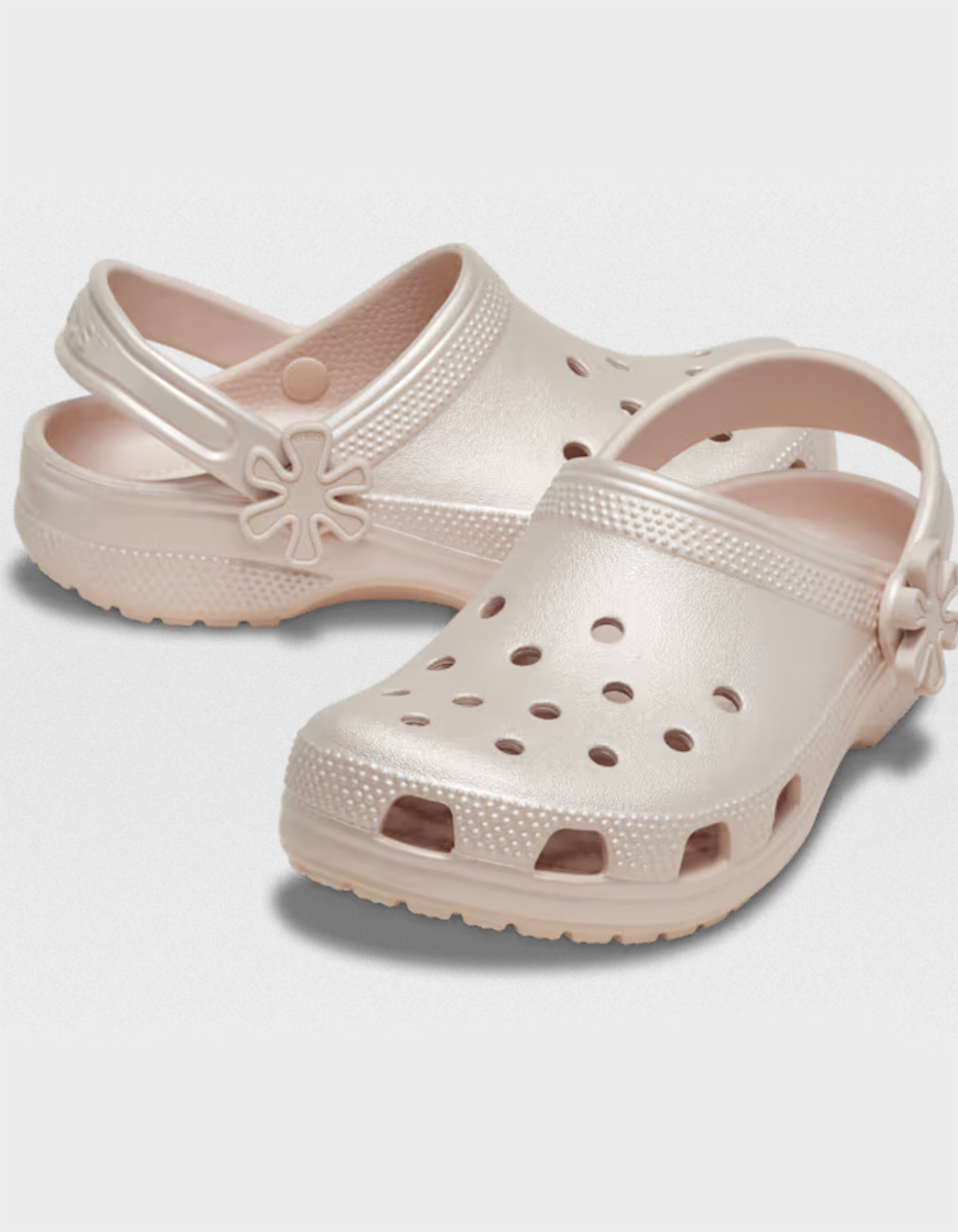 CROCS Pearl Shine Girls Classic Clogs - CHALK