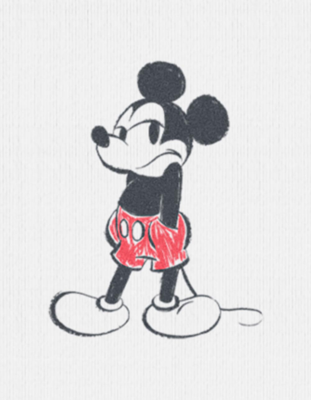 DISNEY Mickey Mouse Bored Womens Baby Tee - CREAM