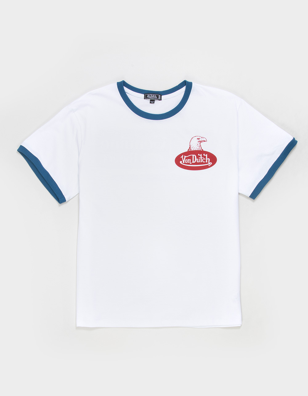 VON DUTCH Genuine Riders Mens Ringer Tee - OFF WHITE