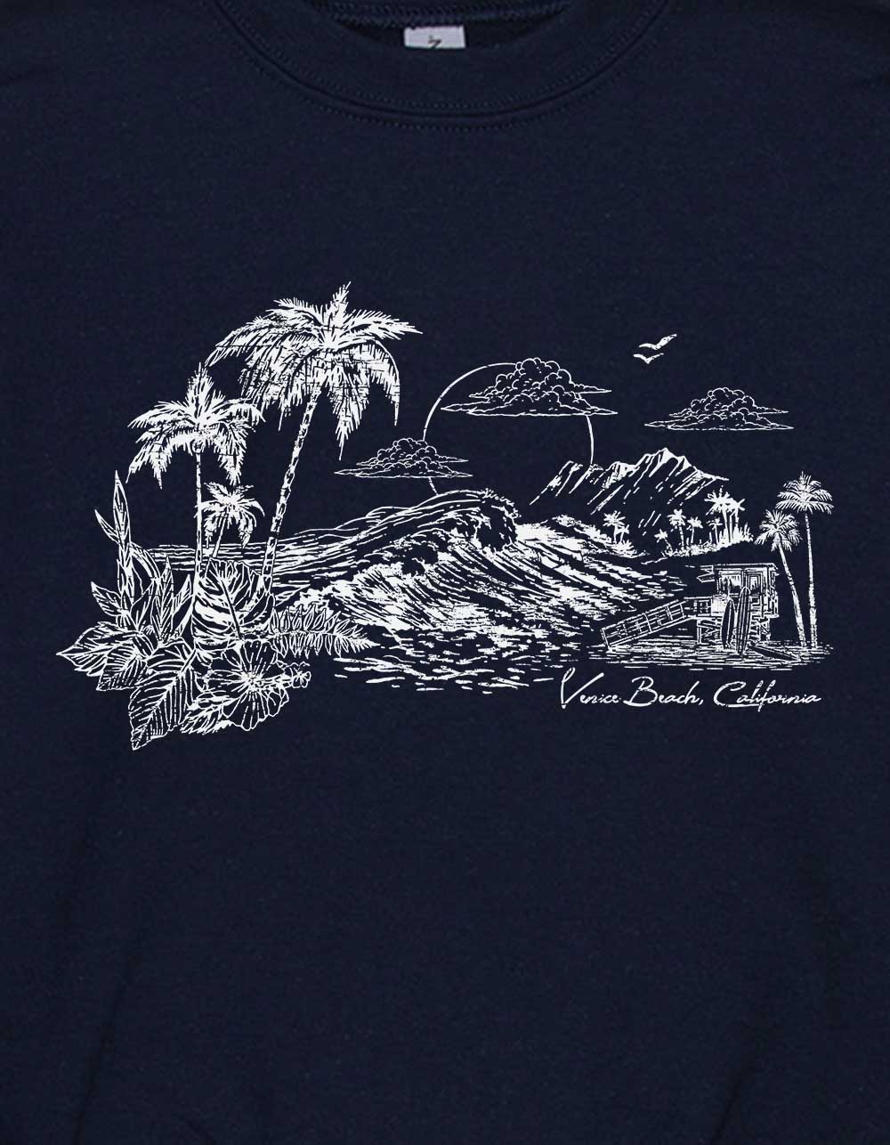 VENICE BEACH Sunset Distressed Unisex Kids Crewneck Sweatshirt