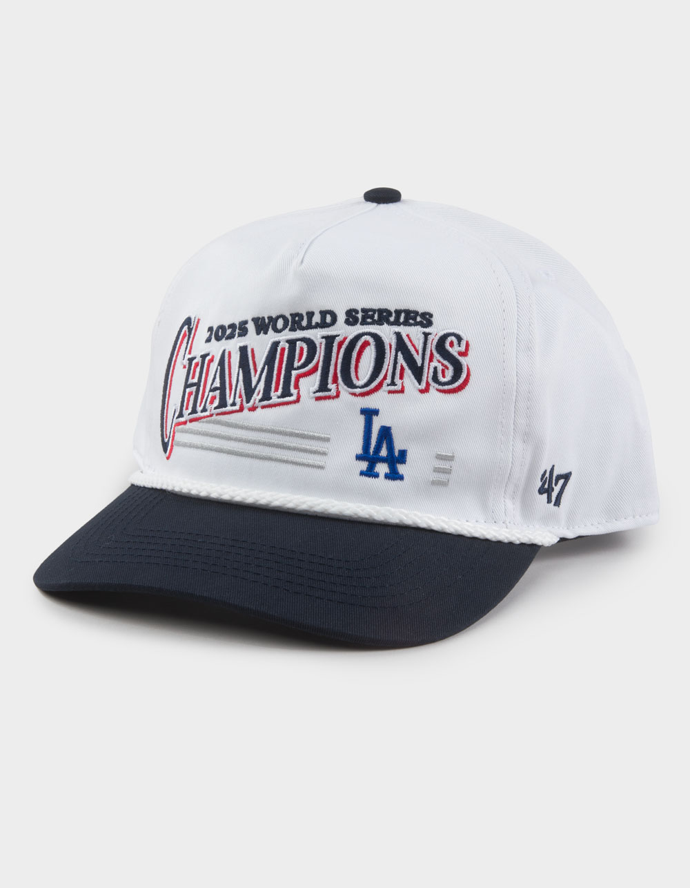 47 BRAND Los Angeles Dodgers World Champs Arch Hitch Rope Snapback Hat - WHITE COMBO