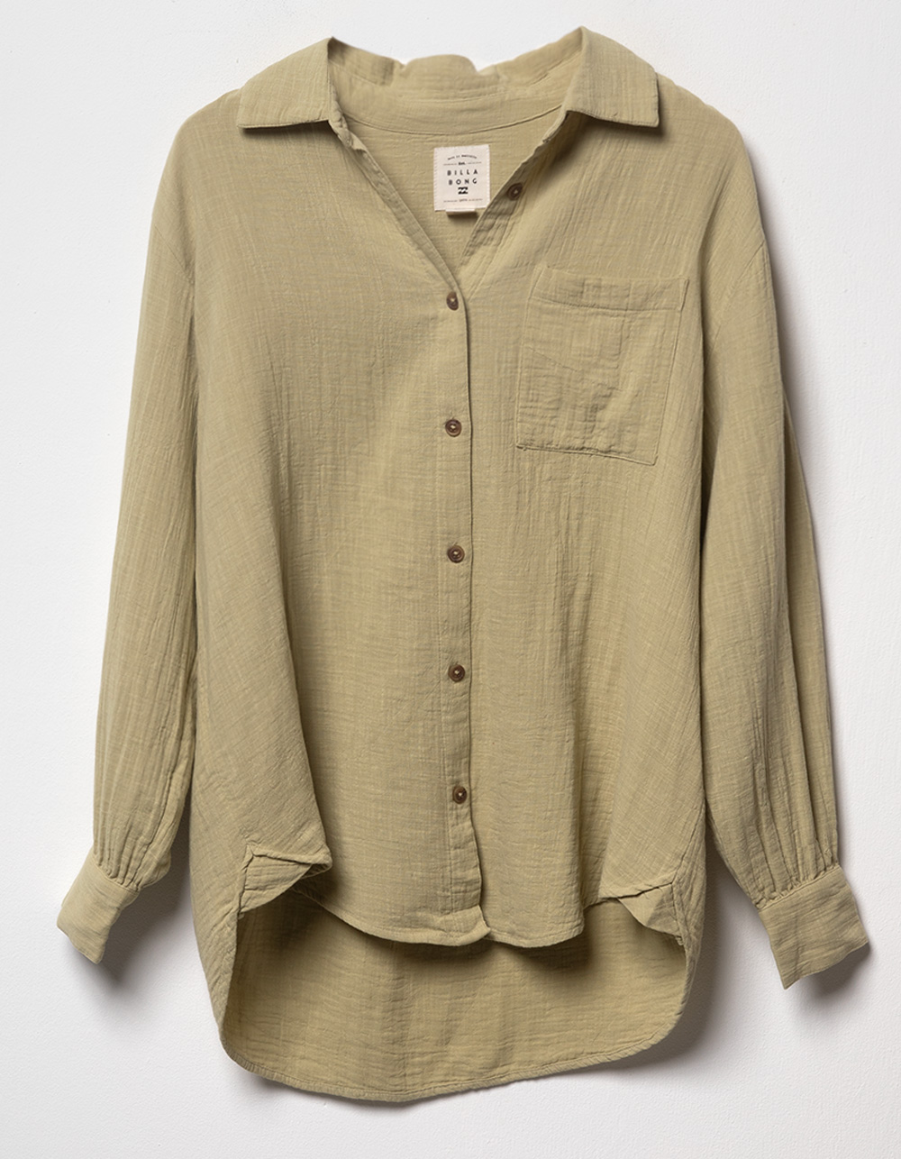 BILLABONG Wanderer Womens Long Sleeve Button Up Shirt - SAGE