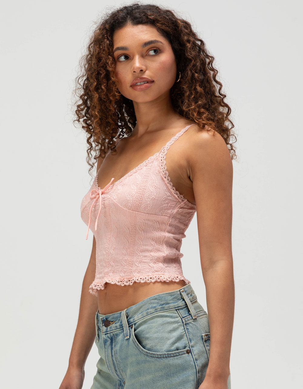 RSQ Womens Textured Cami - PINK