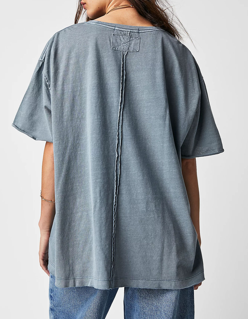 FREE PEOPLE Nina Womens Boxy Tee - DUSTY BLUE