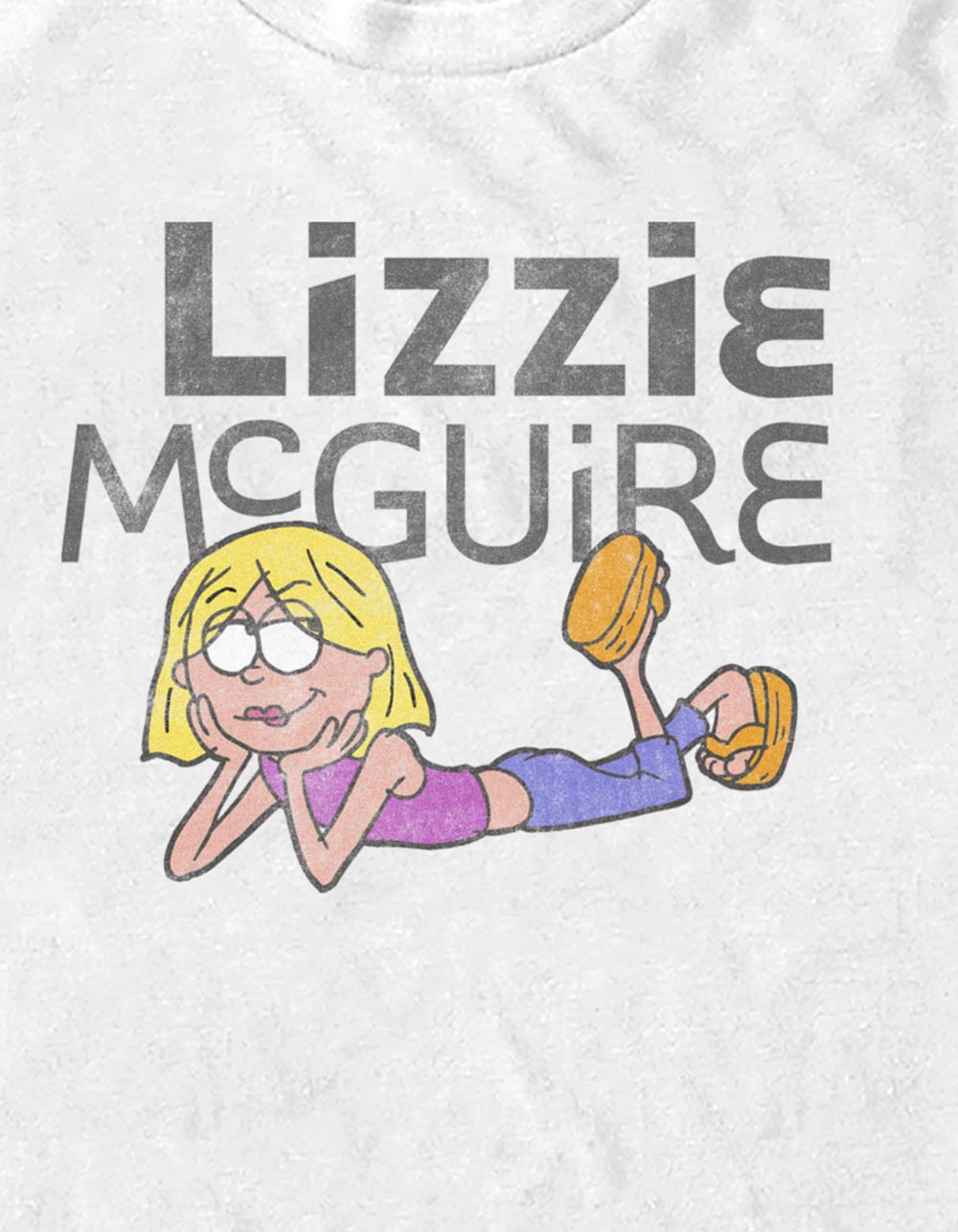 LIZZIE MCGUIRE Toon Logo Distressed Unisex Tee - WHITE