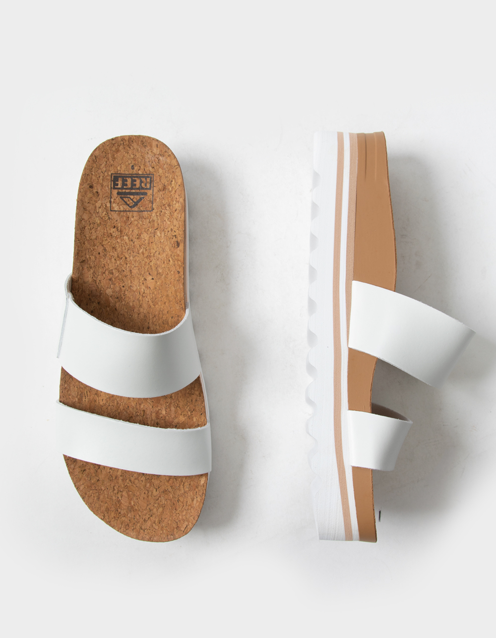 REEF Cushion Vista Hi Womens Slide Sandals - WHITE