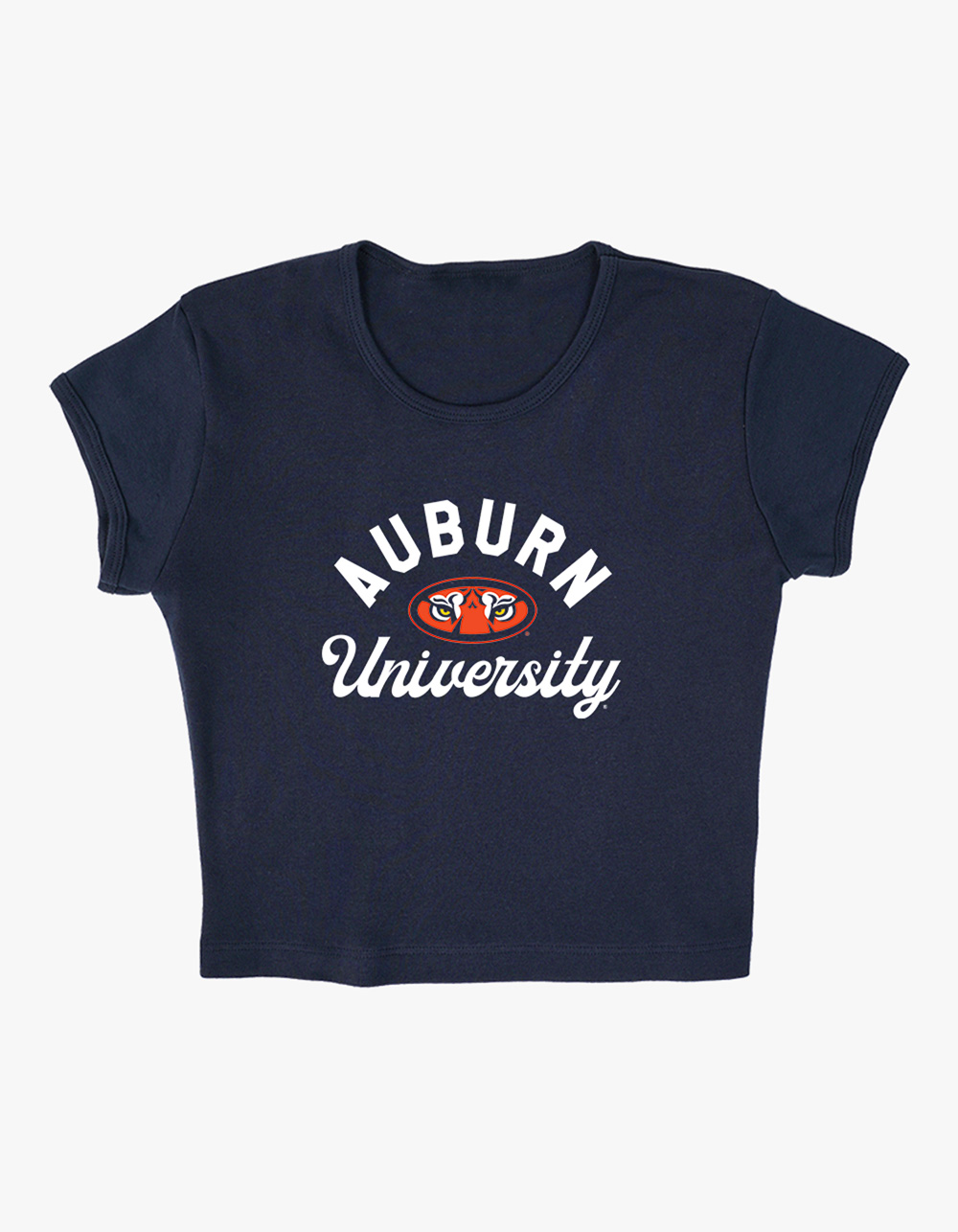 AUBURN UNIVERSITY Classic Script Womens Cropped Baby Tee - NAVY