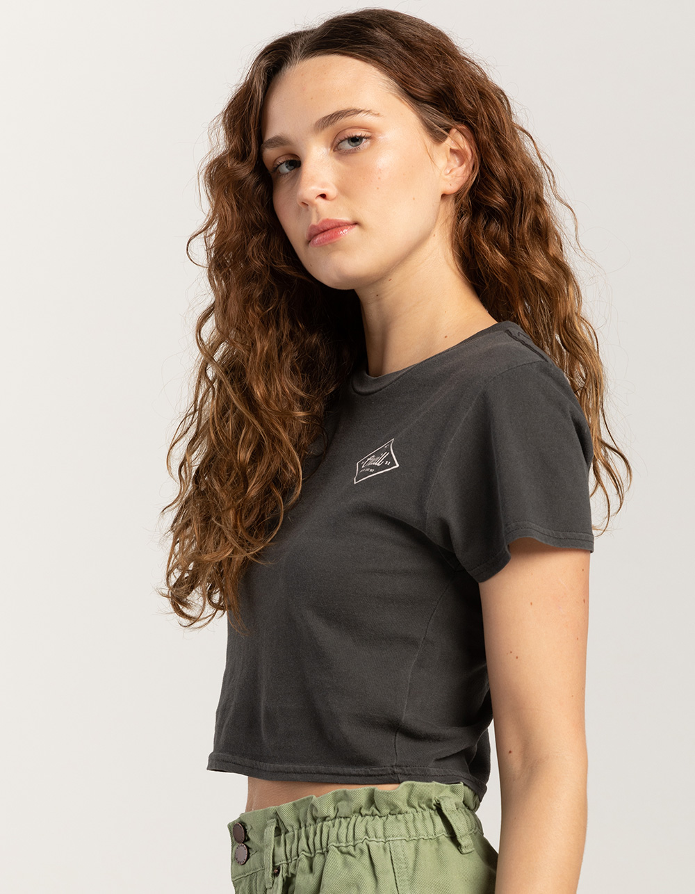 O'NEILL Bella Tropical Womens Crop Tee - WASHED BLACK