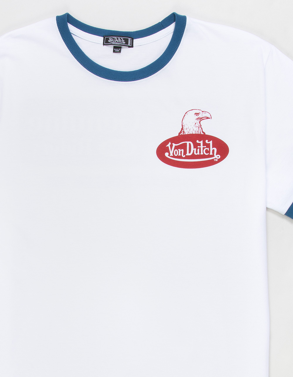 VON DUTCH Genuine Riders Mens Ringer Tee - OFF WHITE