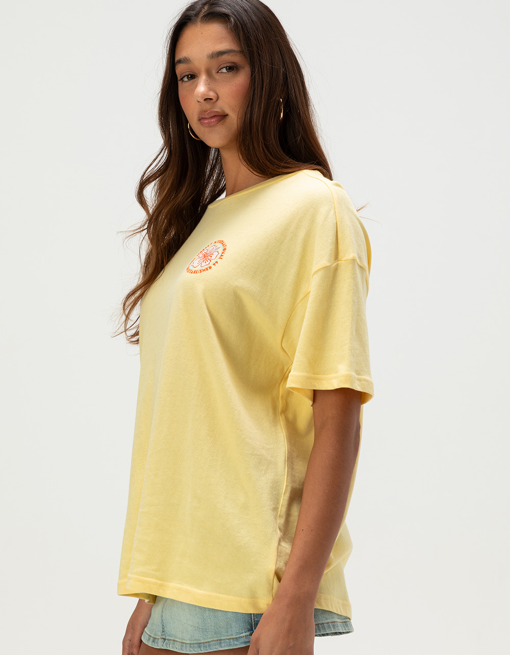 HURLEY Hibiscus Womens Boyfriend Tee - YELLOW