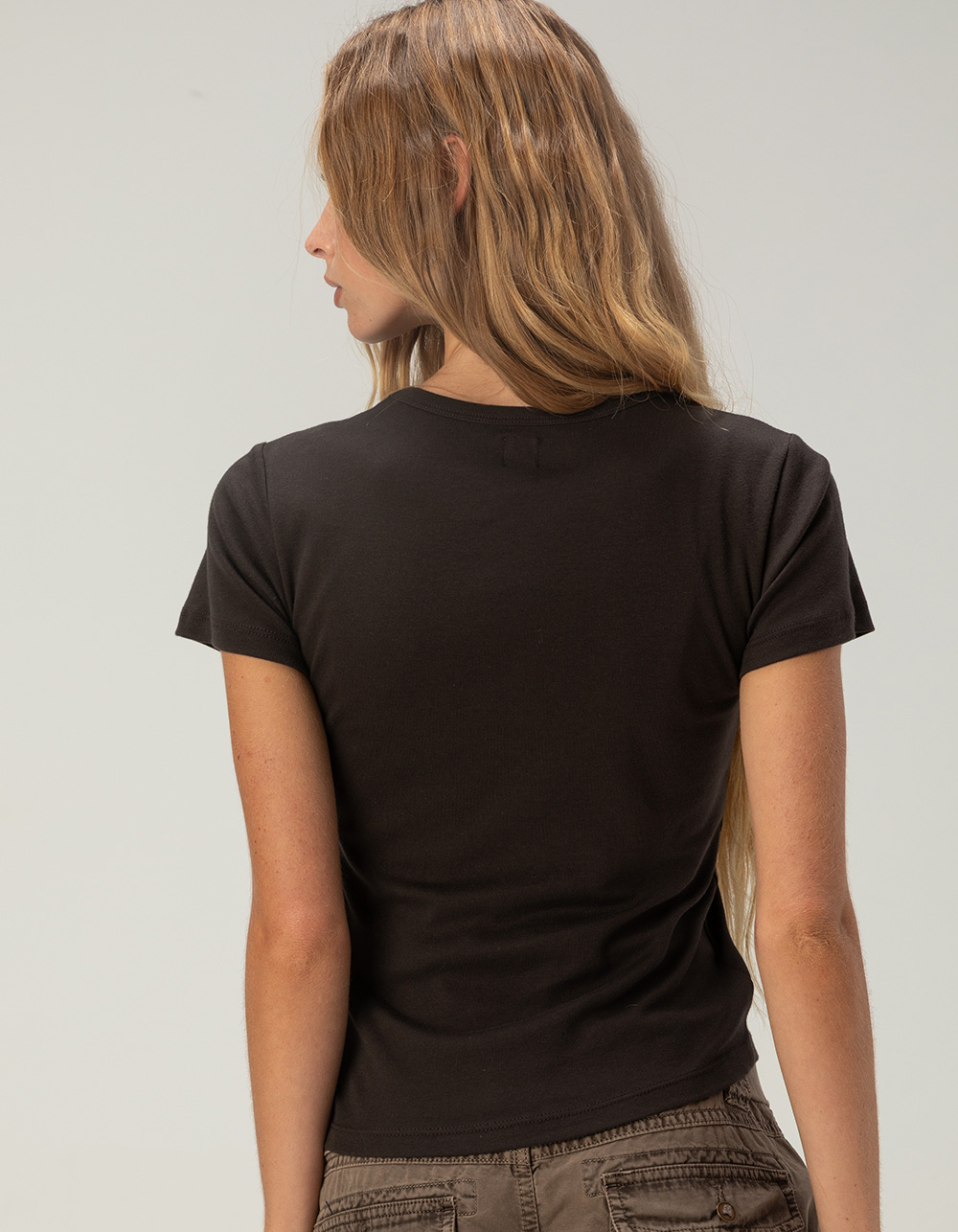 BDG Urban Outfitters Cross Diamante Womens Baby Tee - BLACK