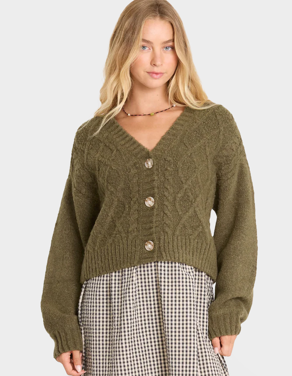 BILLABONG August Womens V-Neck Cardigan - MOSS