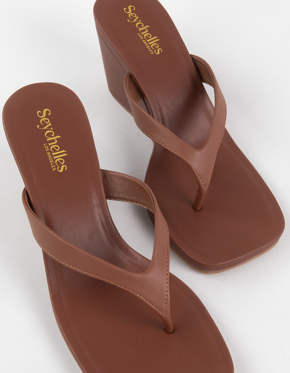SEYCHELLES Uptown Womens Wedge Flip Flops - BROWN