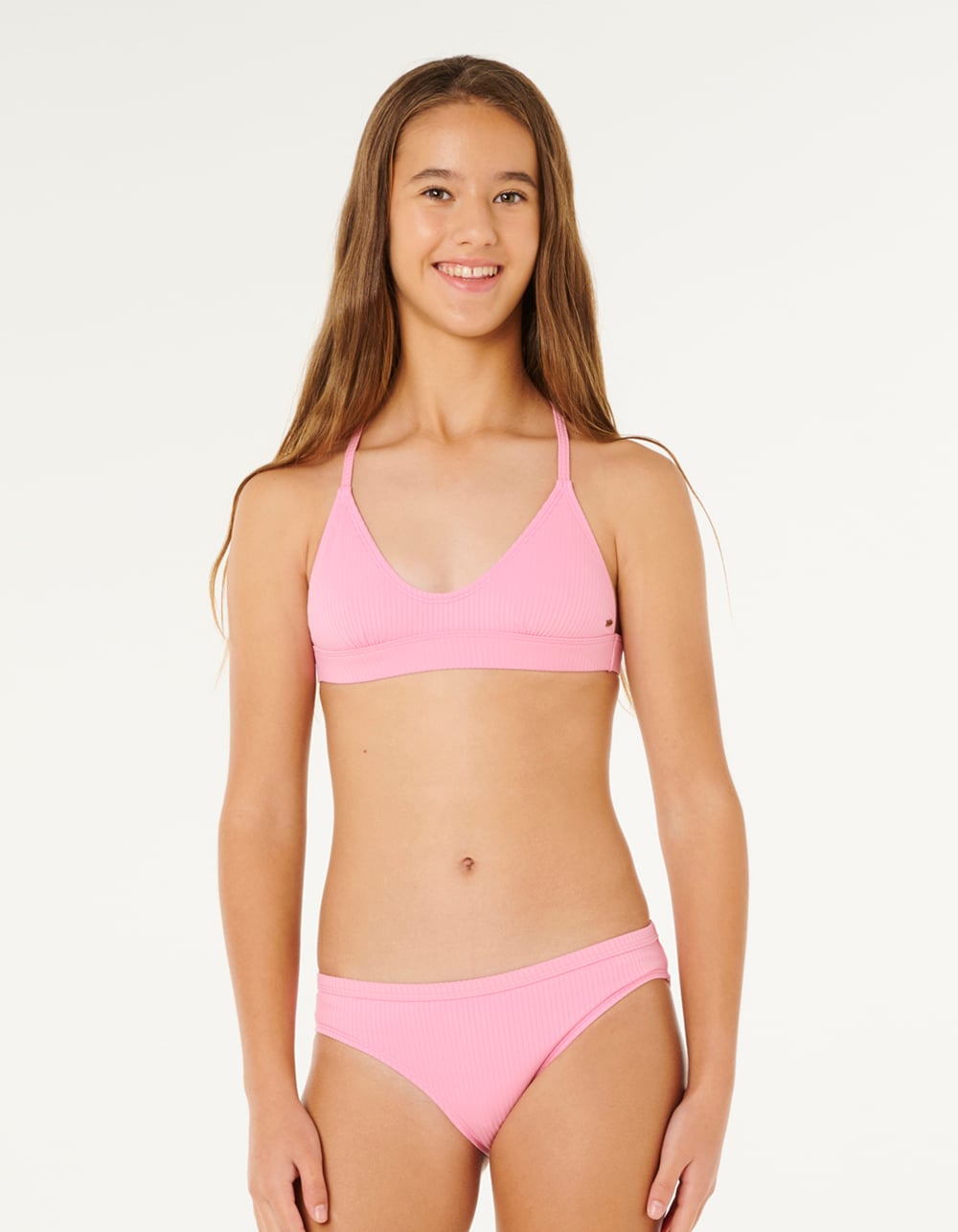 RIP CURL Premium Rib Girls Triangle Bikini Set - PINK