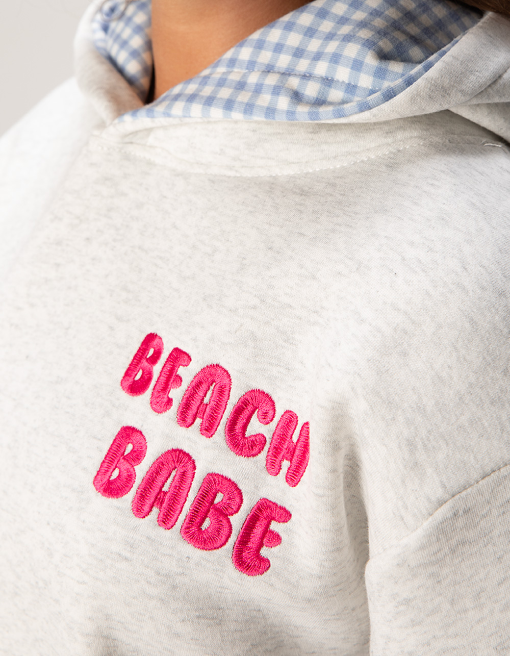 HAPPY CAMP3R Beach Babe Womens Hoodie - HEATHER GRAY