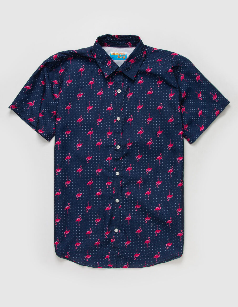 WAVE HOG Flamingo Dot Boys Shirt - NAVY | Tillys