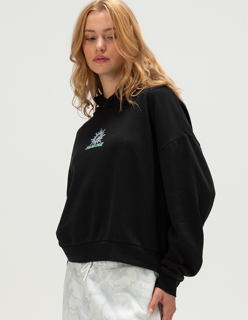 SANTA CRUZ Sol Spiral Womens Crop Hoodie - BLACK