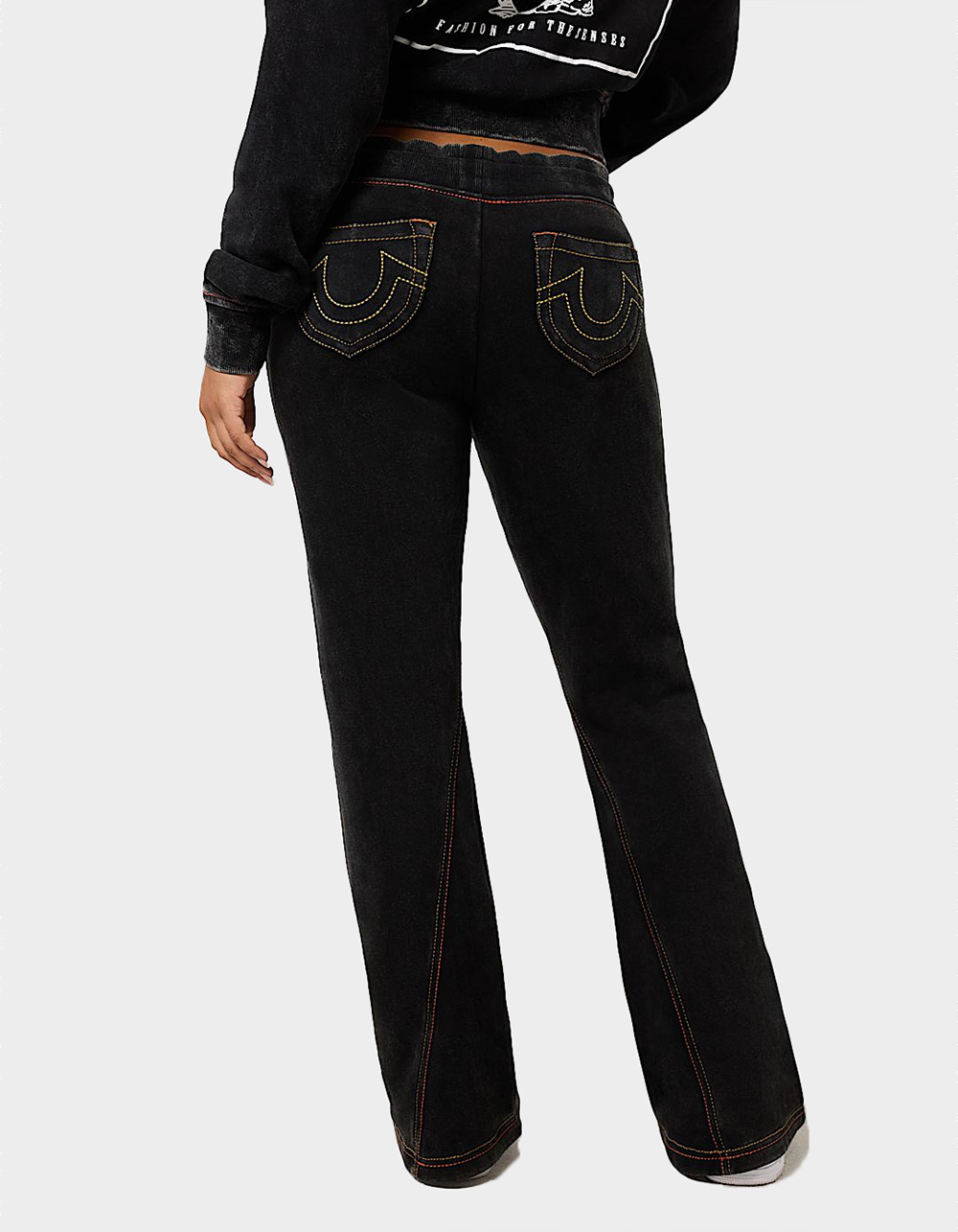 TRUE RELIGION Vintage Wash Spade Pocket Womens Low Rise Sweatpants - BLACK