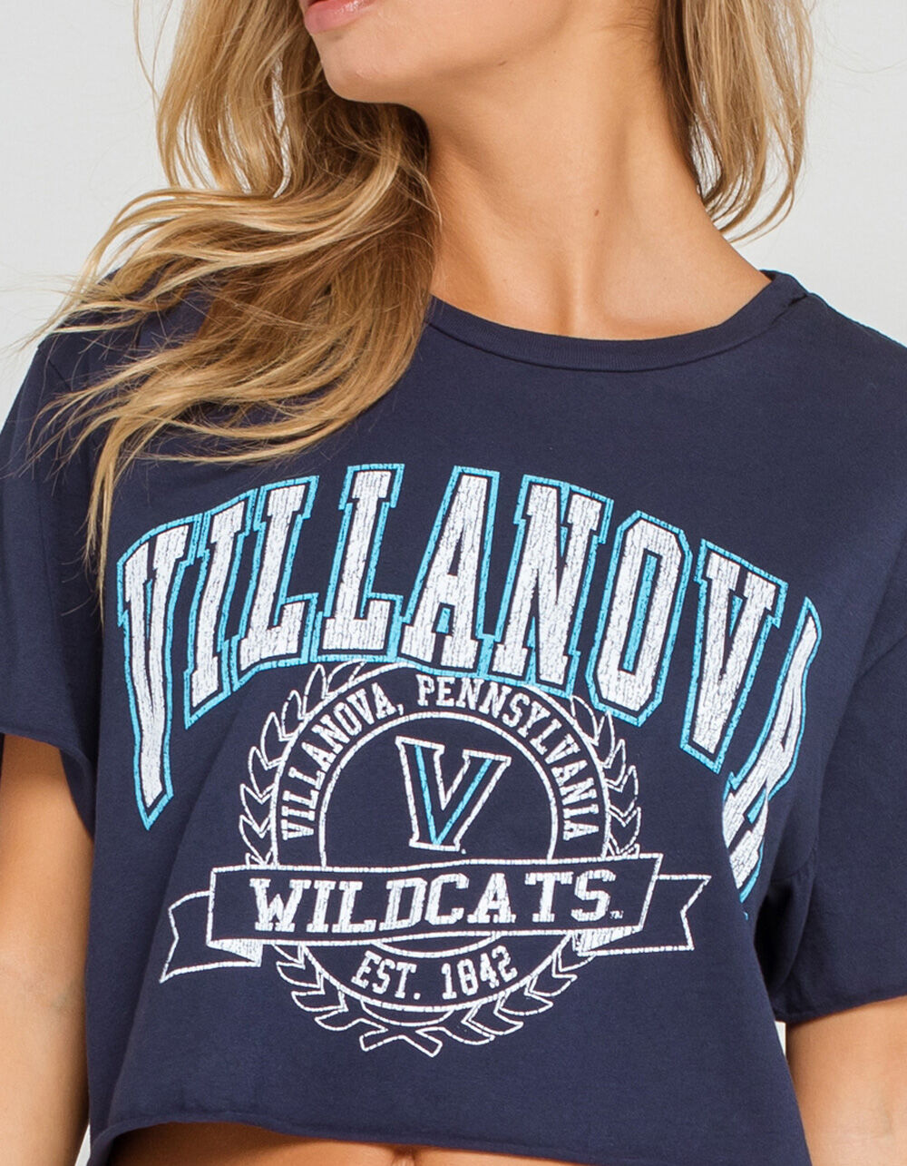 THE ORIGINAL RETRO BRAND Villanova University Wildcats Womens Crop Tee image number 1