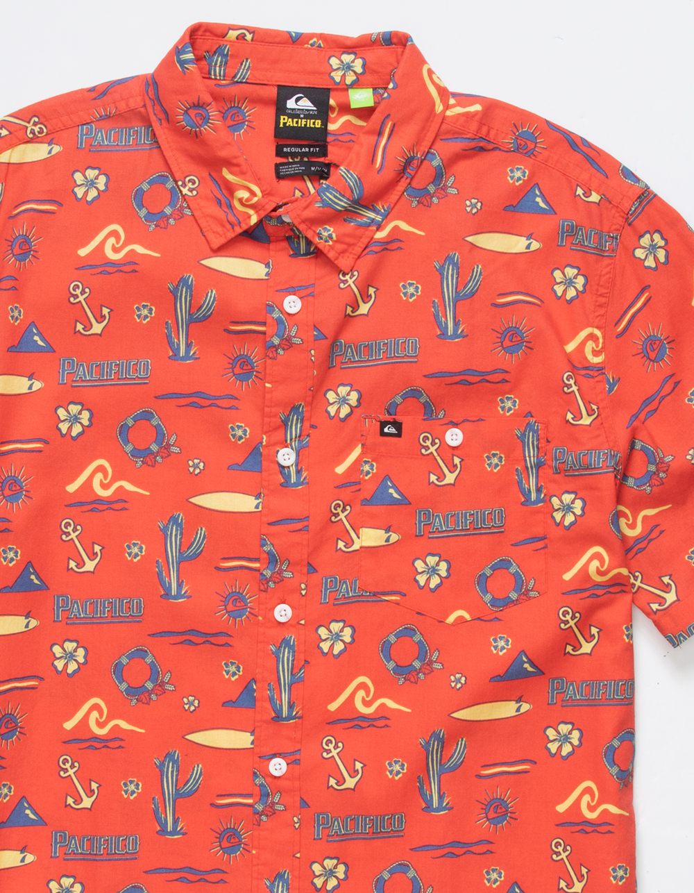 QUIKSILVER x Pacifico Mens Button Up Shirt RED Tillys