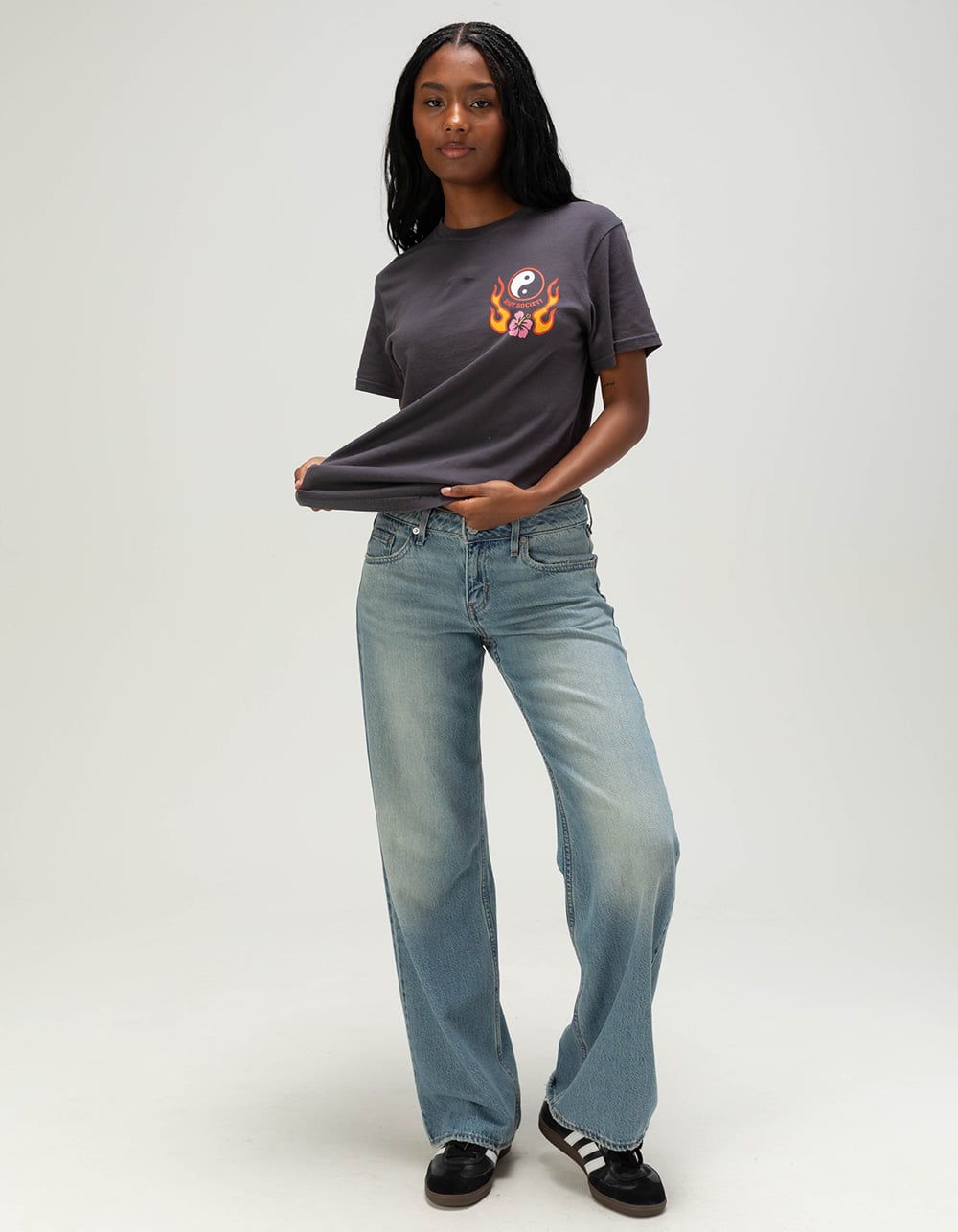 RIOT SOCIETY Surf Womens Tee - CHARCOAL