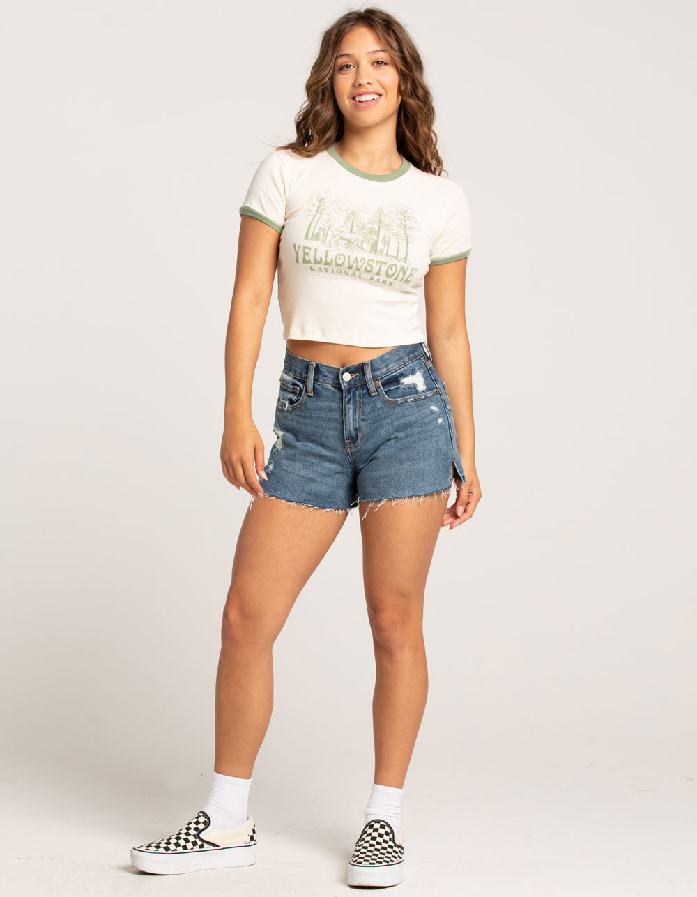 FULL TILT Yellowstone Womens Ringer Tee GREEN COMBO Tillys